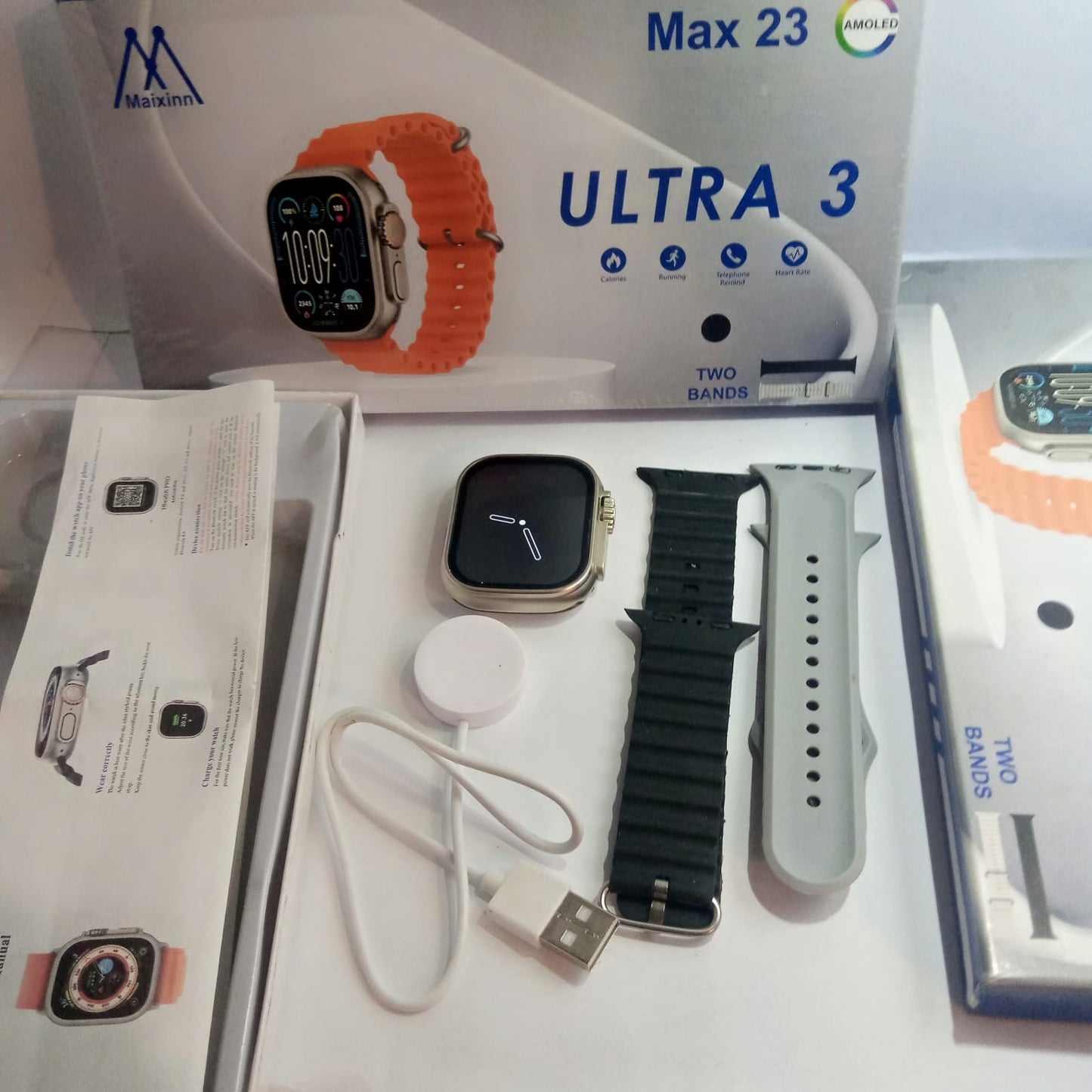 Ultra 3 Max23 Smartwatch with Two Bands | Best Fitness & Bluetooth Calling Watch 2025
